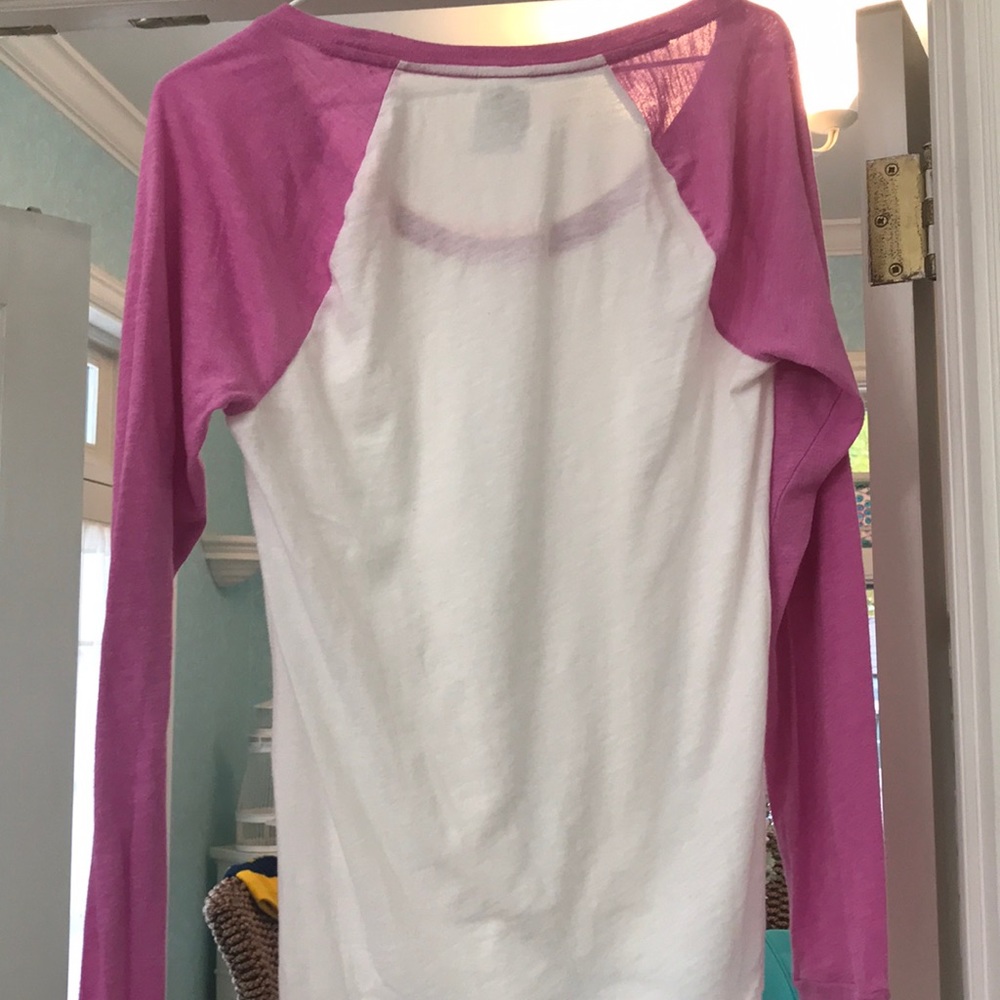 PINK white long sleeve t-shirt with pink sleeves - Picture 5 of 5